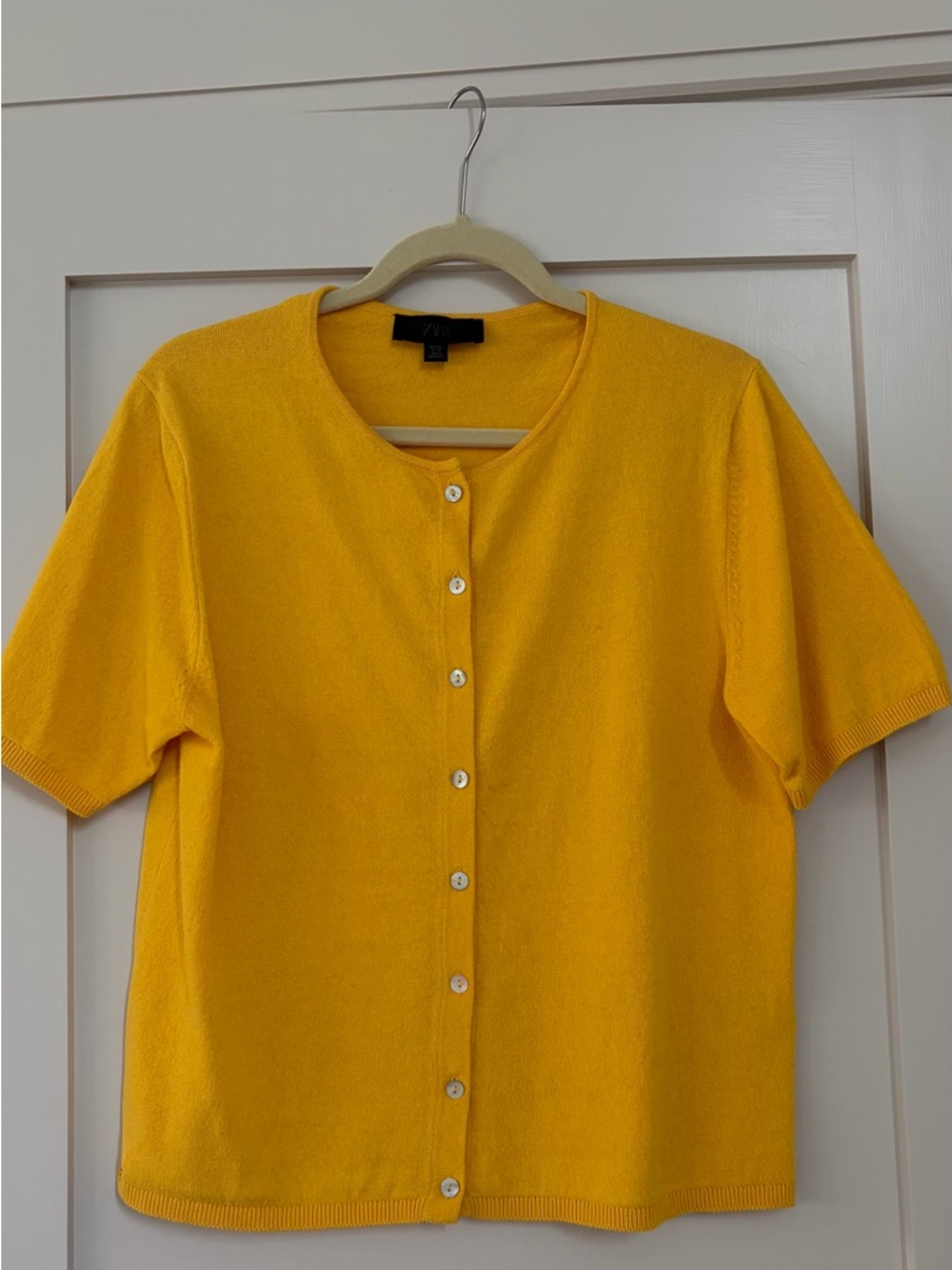 Bright Yellow Short Sleeve Button Cardigan